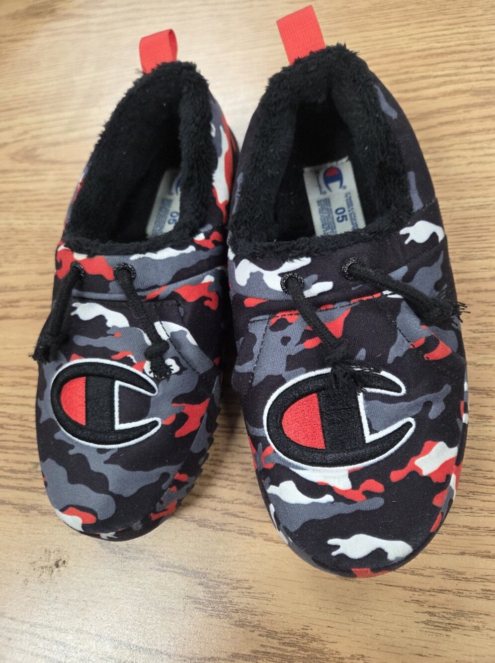Champion Kids' Red & Gray Camo One-Piece Slip-On Shoes